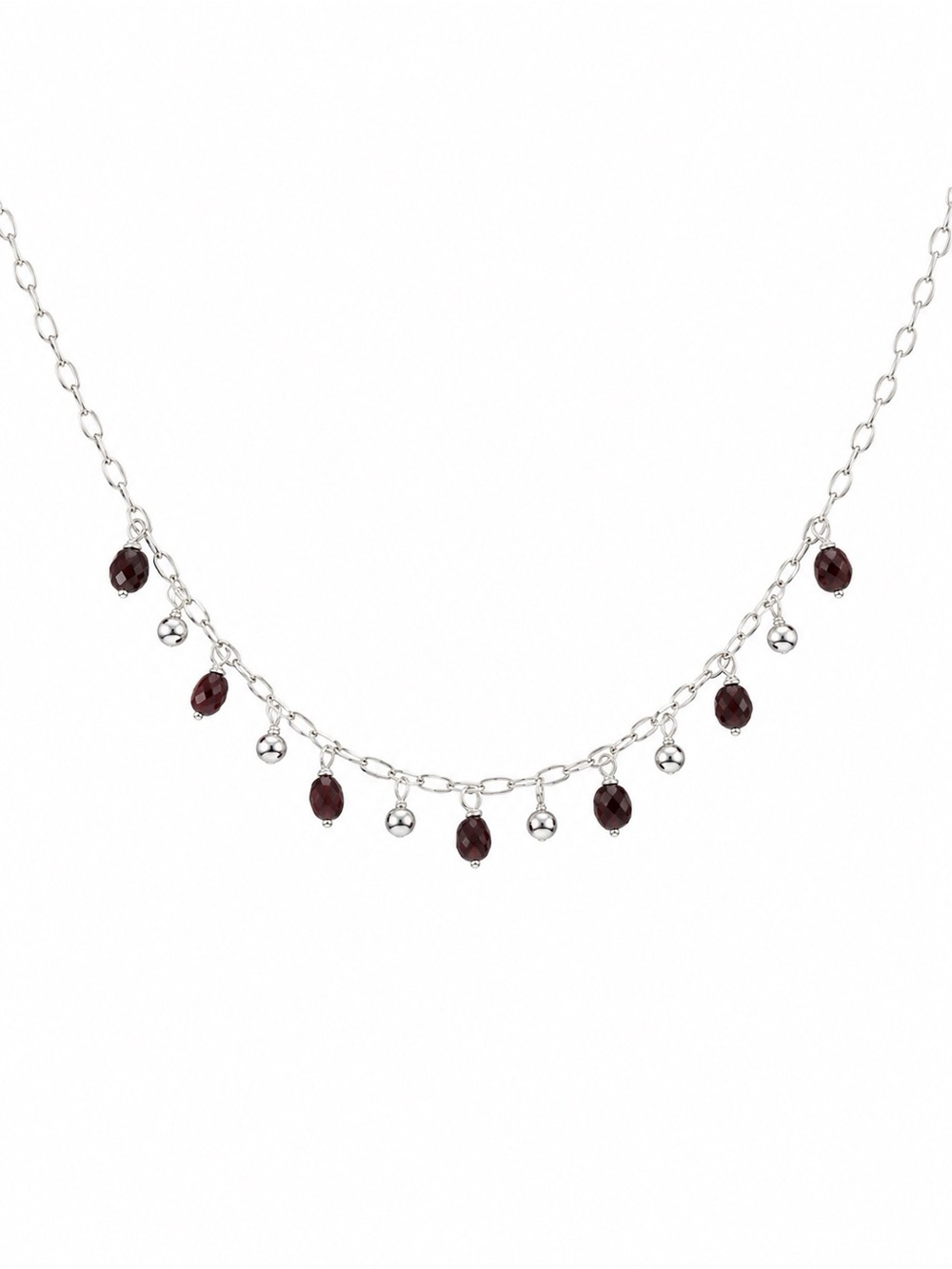 ND001 Purple Garnet and Hematite Dangle Necklace